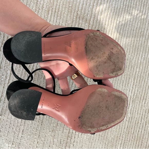 Amina Muaddi Naima Suede Sandals in Black - Picture 5 of 6